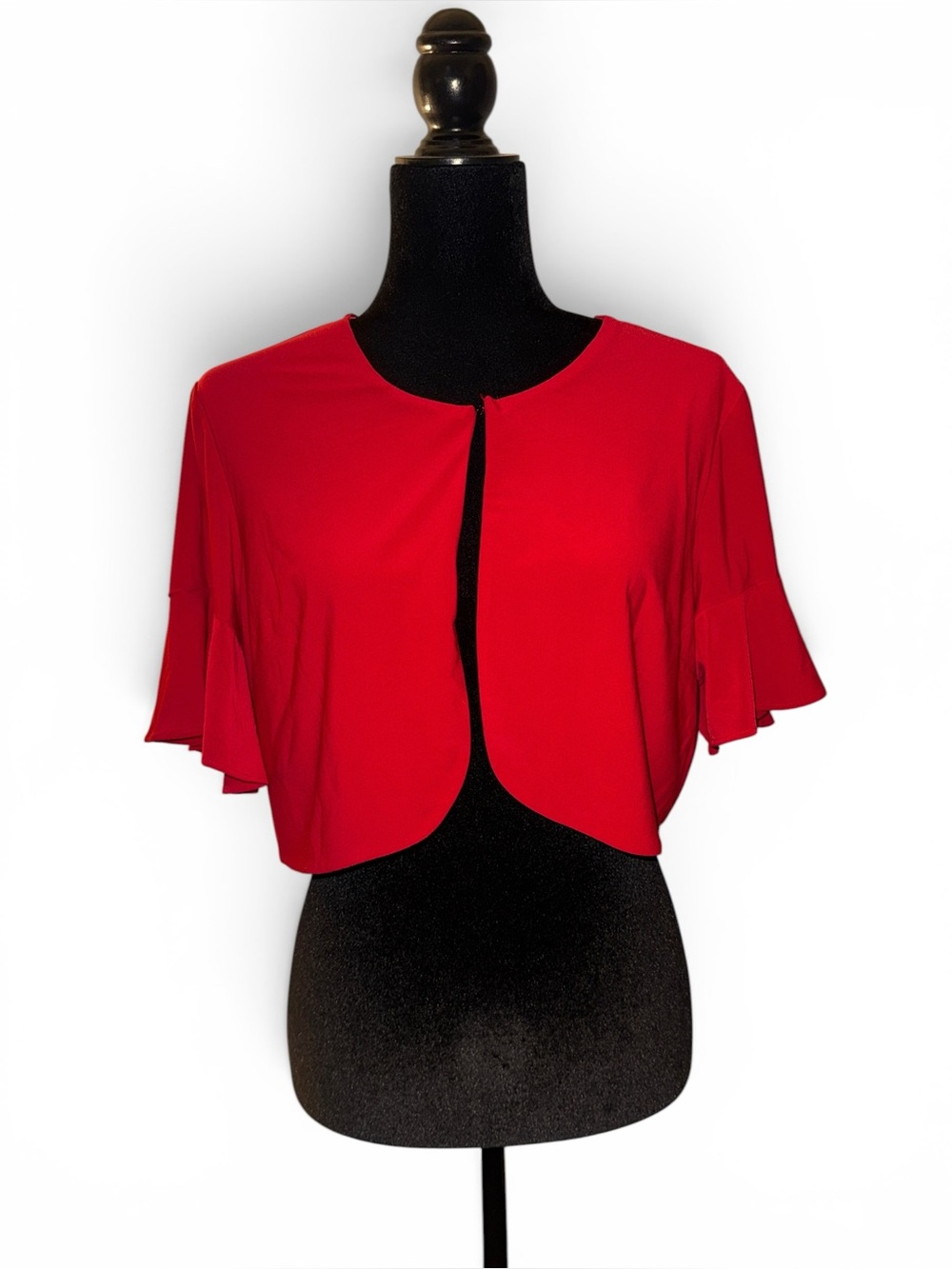 Red Short Flutter Sleeve Bolero Shrug